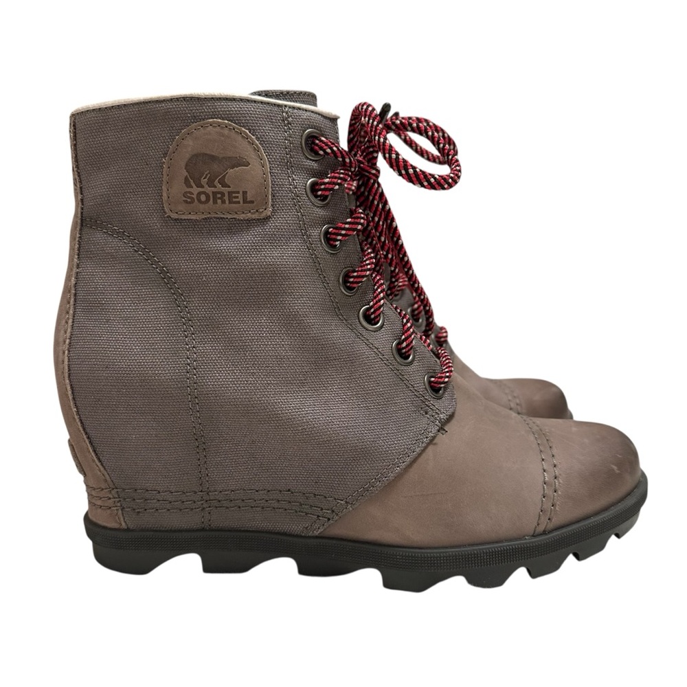 Sorel Women's Joan of arctic wedge 2 pdf Taupe Canvas & Leather Lace-Up Boots